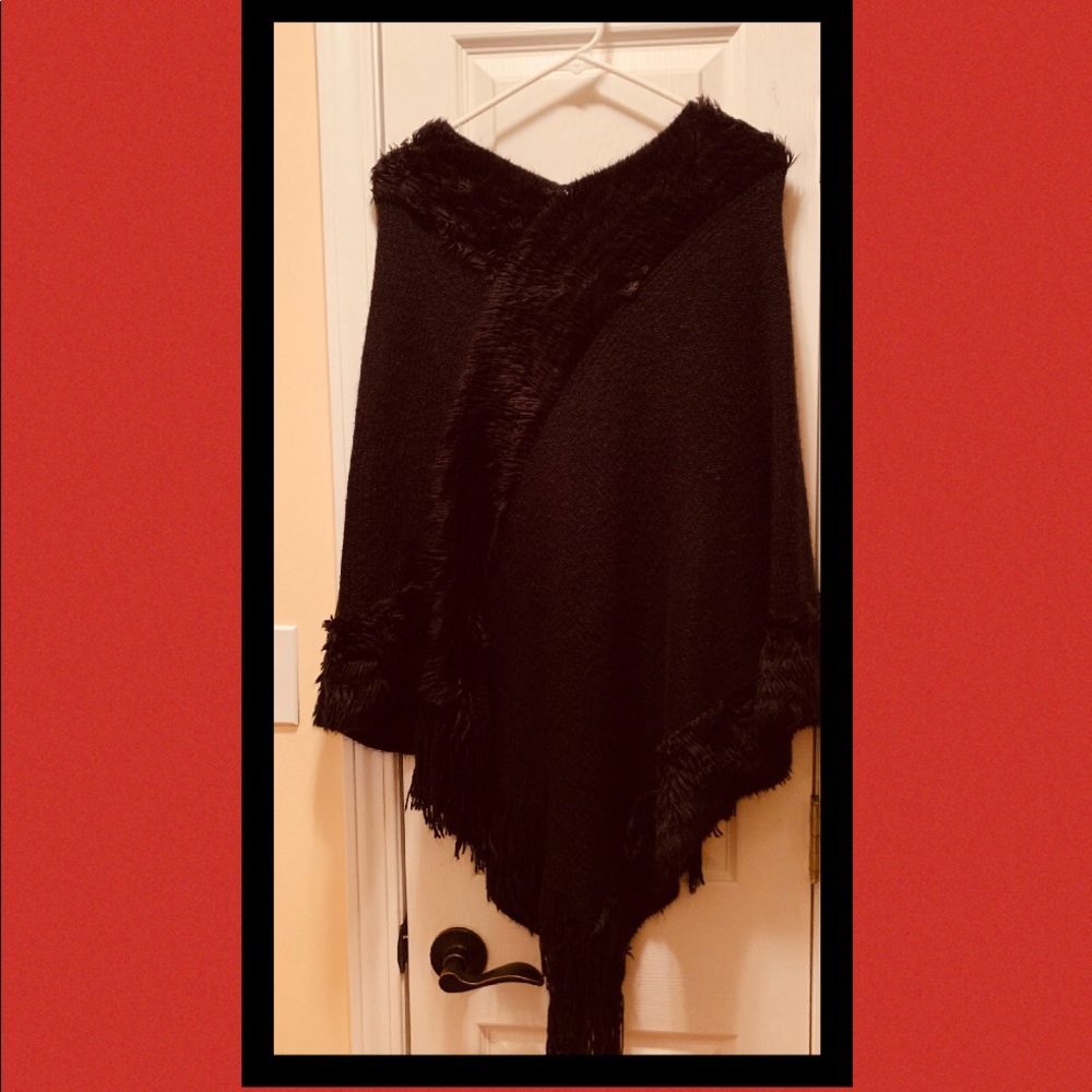 Fur and Fringe Fashion Poncho! One Size Fits Most!